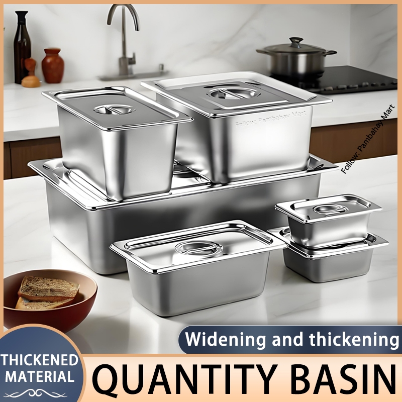 304 Stainless Steel with cover food storage rectangular tray deepen ...
