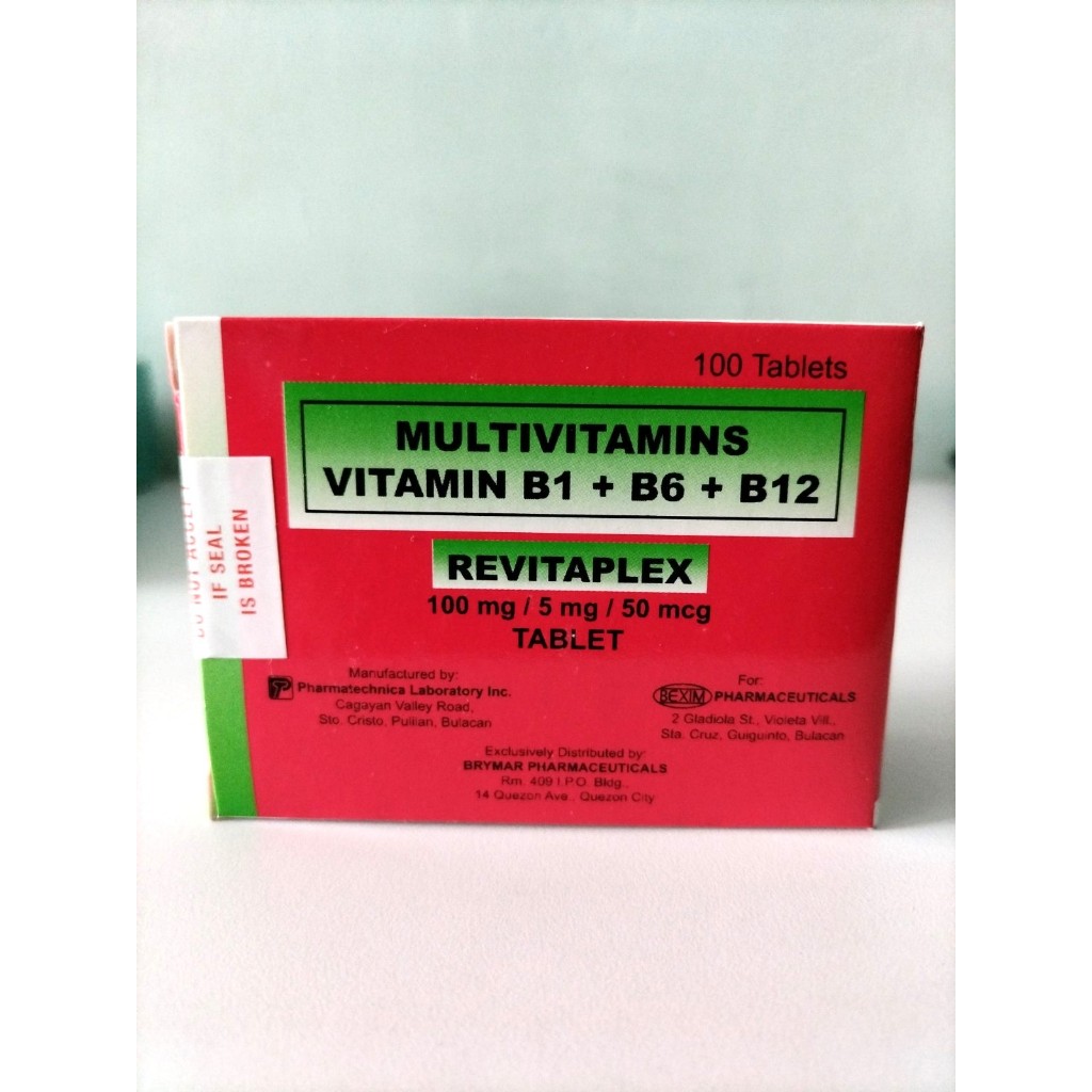 MULTIVITAMINS VITAMIN B1 + B6 + B12 REVITAPLEX 100 TABLETS | Shopee ...