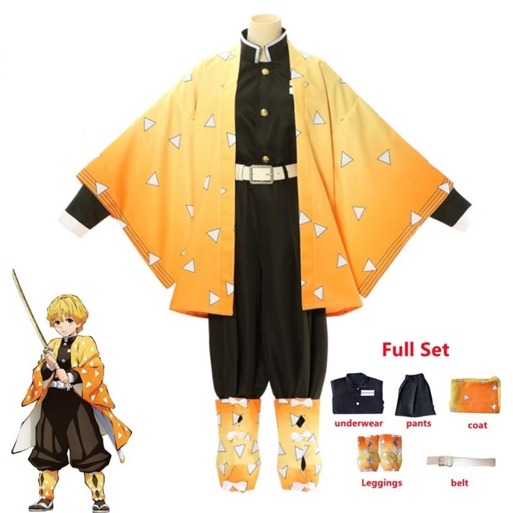 Agatsuma Zenitsu Cosplay Costume Full Set Men Anime For Role Costume ...