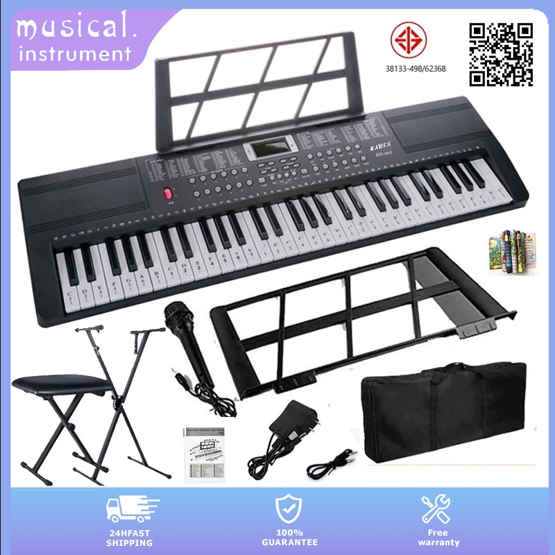 KAWES Electronic Keyboard Piano 61 Keys Digital Piano with Stand Small  Microphone with Power Supply
