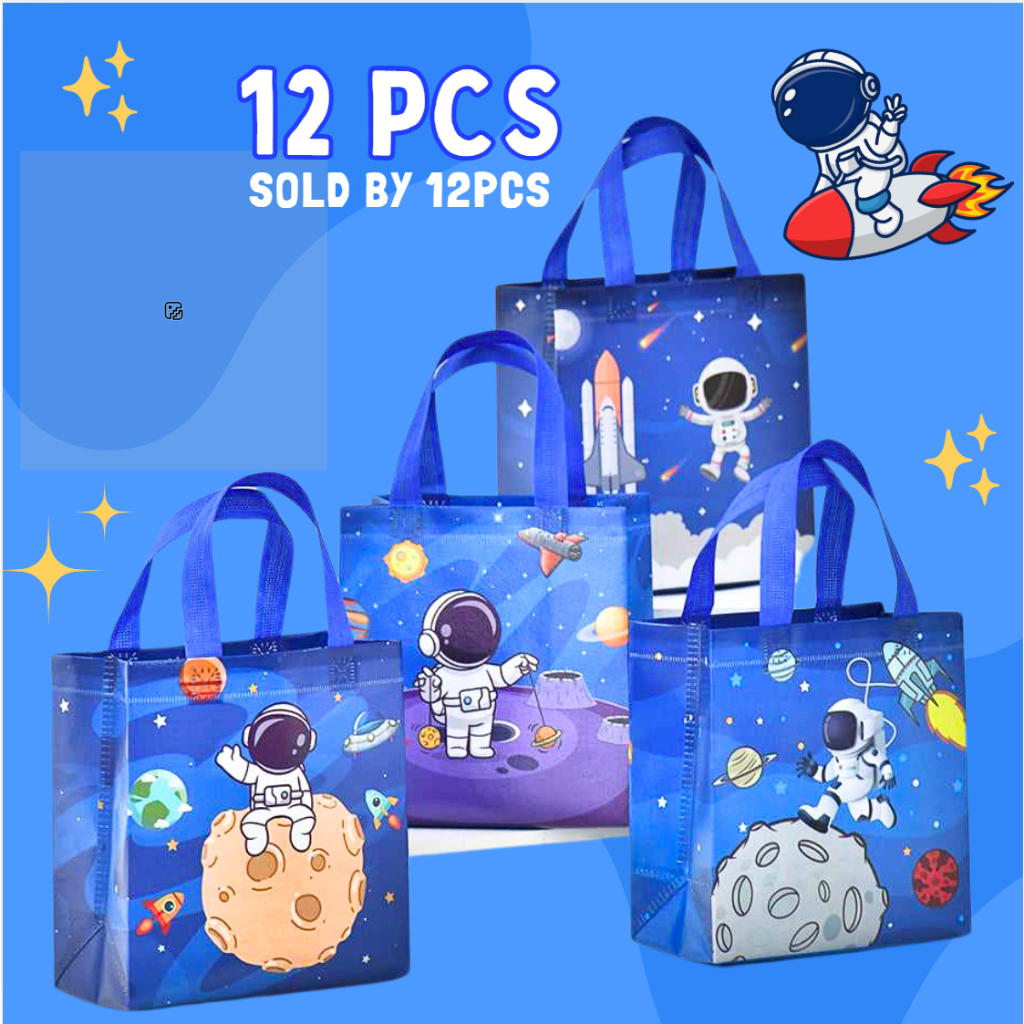 FP1920 (12 pcs) Outer Space Astronaut Loot Bag Non-woven Gift Bag Eco ...