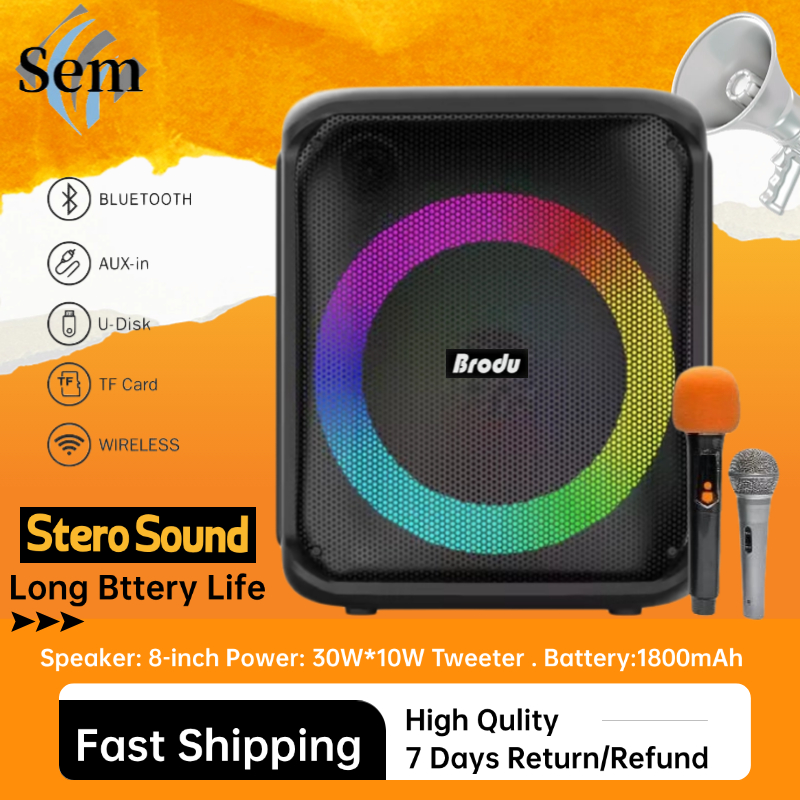 Brudo 1740 Portable Bluetooth Karaoke Speaker, fm, USB mode two ...