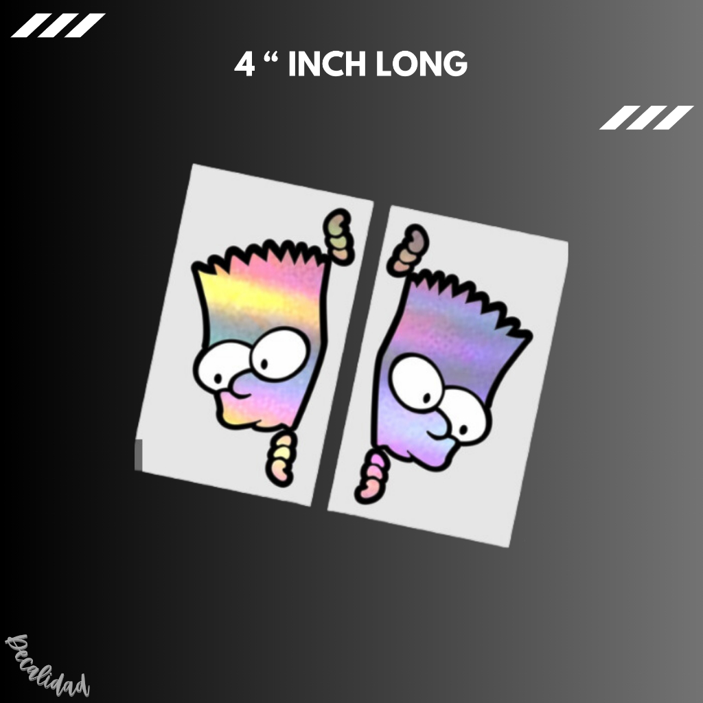 bart simpson peeking die cut sticker gold hologram 4inch long | Shopee ...