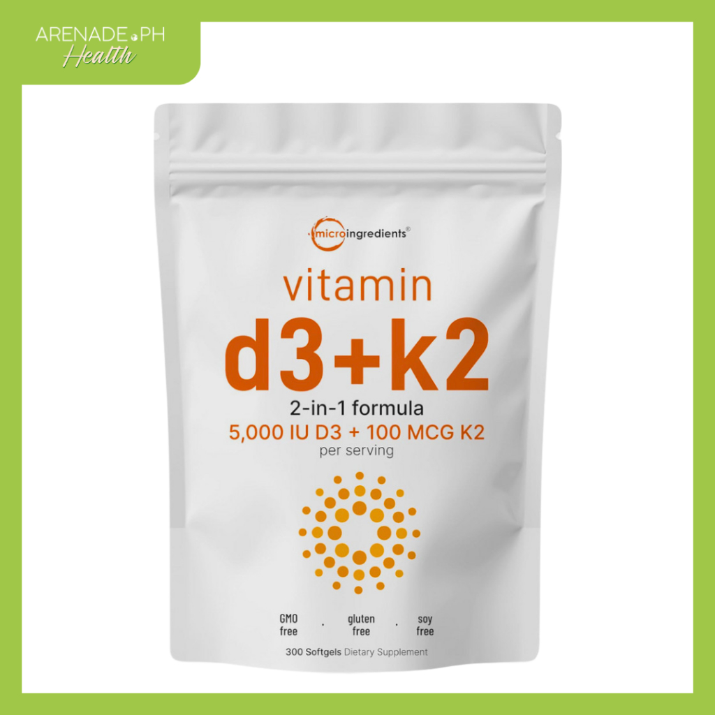 MicroIngredients Vitamin 5000 IU D3 + 100mcg K2 2 In 1 Formula (300