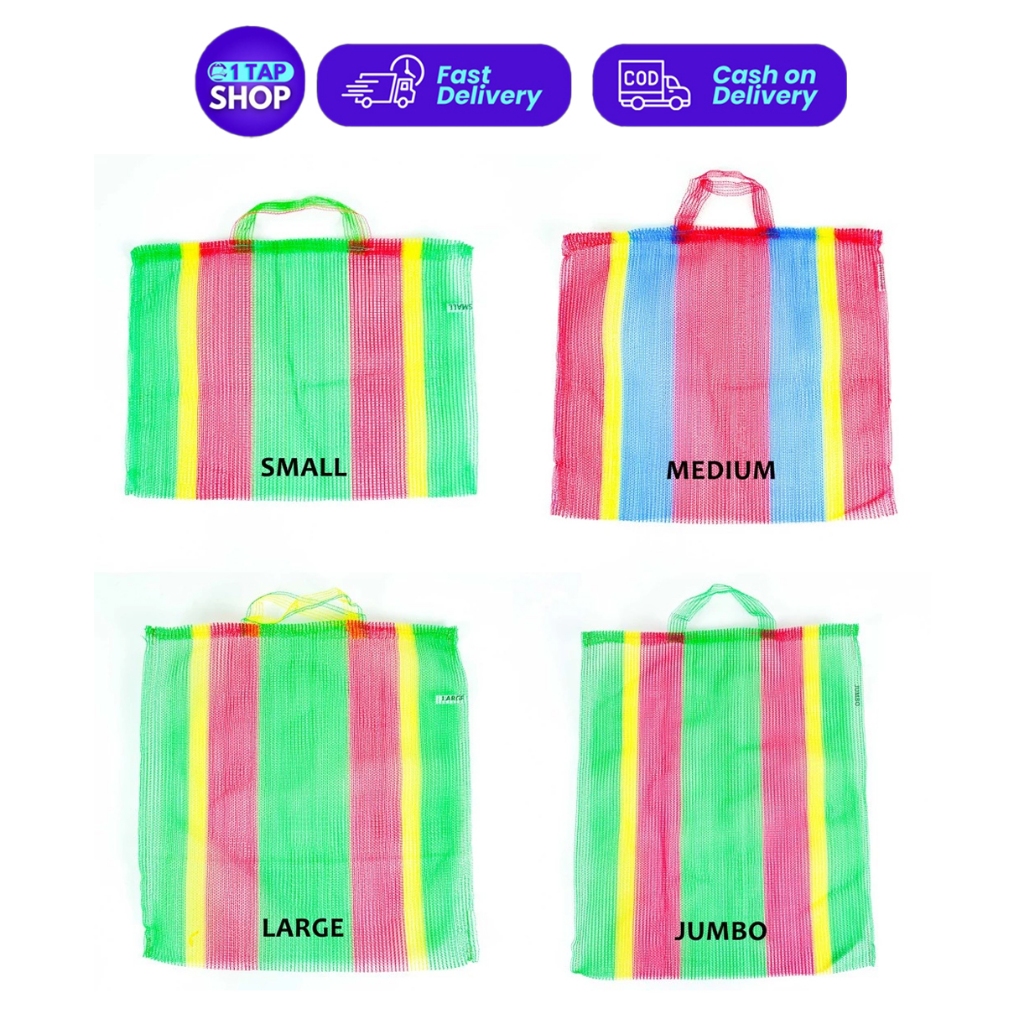 1Tap Multipurpose Reusable Nylon Fishnet Grocery Shopping Bag Net Bag Shopee Philippines