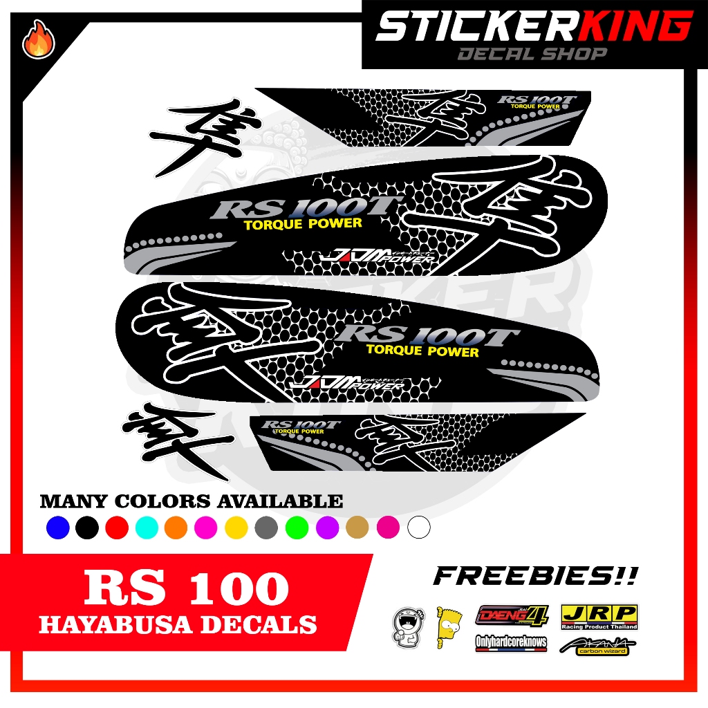 RS 100 HAYABUSA DECALS WITH FREEBIES WATEPROOF LAMINATED QUALITY PRINT ...