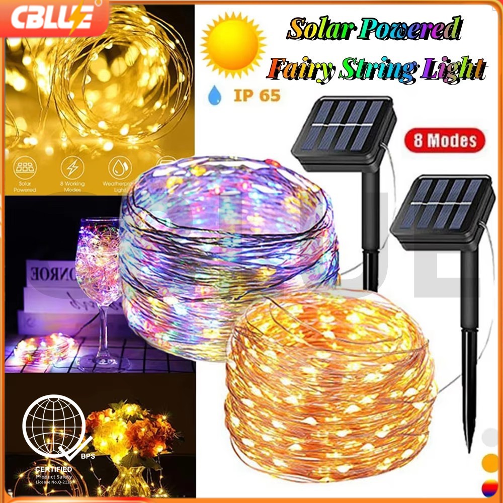 CBLUE Solar String Fairy Lights Christmas 32M Outdoor Waterproof Copper ...