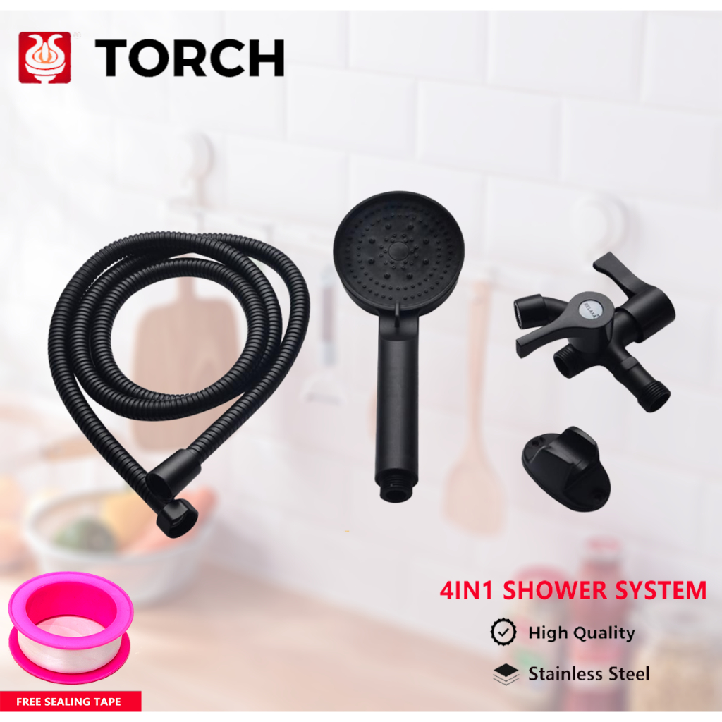 High-Pressure Bathroom Shower System with Double Tap brass pot fillers ...