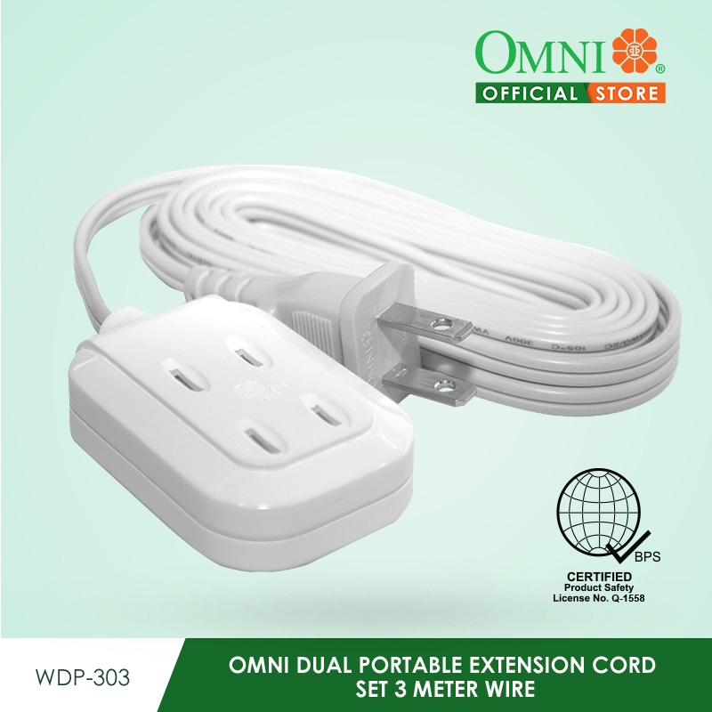 OMNI Dual Portable Extension Cord Set 3 Meter Wire - WDP-303/W | Shopee ...