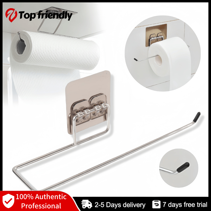 Kitchen Paper Holder Towel Storage Hook Punch Free Roll Paper Stand ...