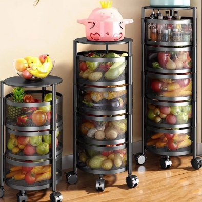 KITCHEN ROTATING Rack WITH wheels Vegetable Spice Shelf Storage ...