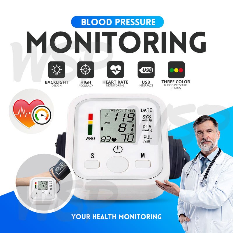 Arm Blood Pressure Monitor Meter Digital Voice Pressure Health Monitors ...
