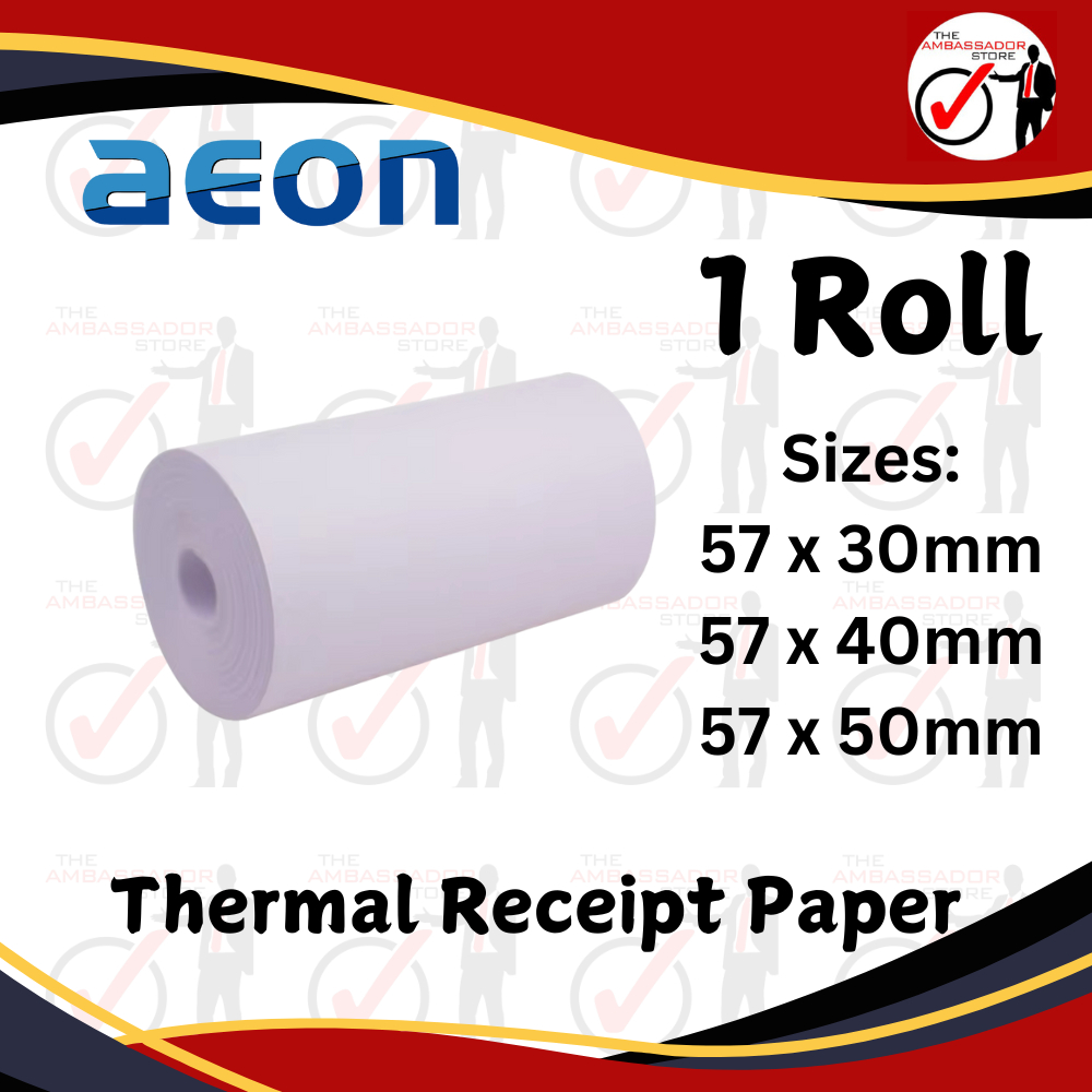 AEON Thermal POS Receipt Paper 1Roll 70GSM Coreless 57x30mm/57x40mm for ...