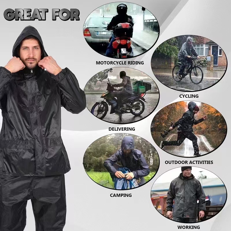 Motorcycle Riding Rain Coat Suit (Black) | Shopee Philippines