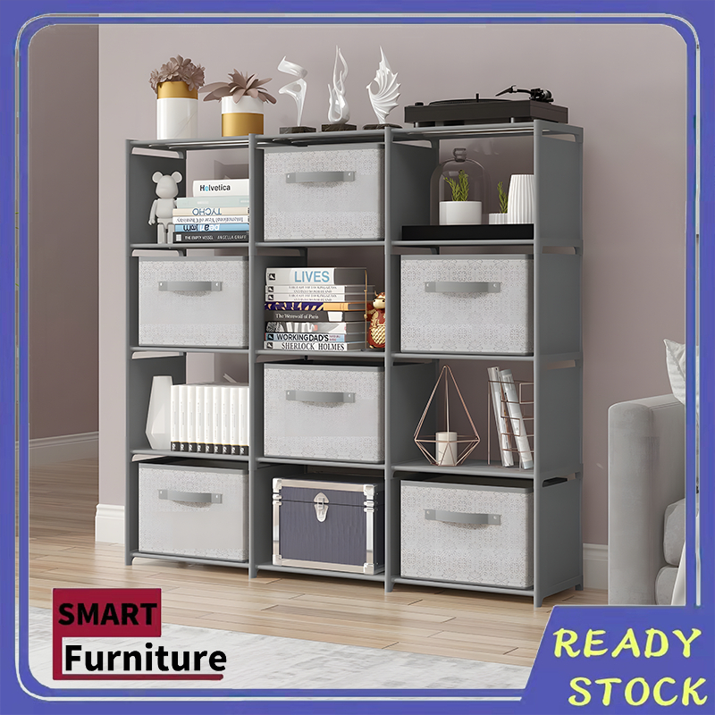 COD DIY BookShelf Double Bookcase Storage Rack Simple Bookshelf and ...