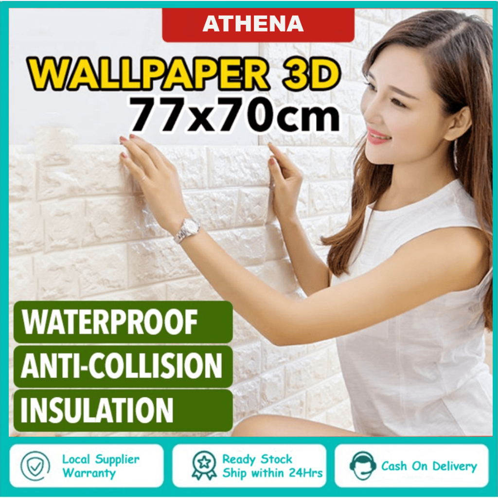 BIG SIZE SALE 3D 77X70cm Wallpaper Waterproof Adhesive Foam Wall