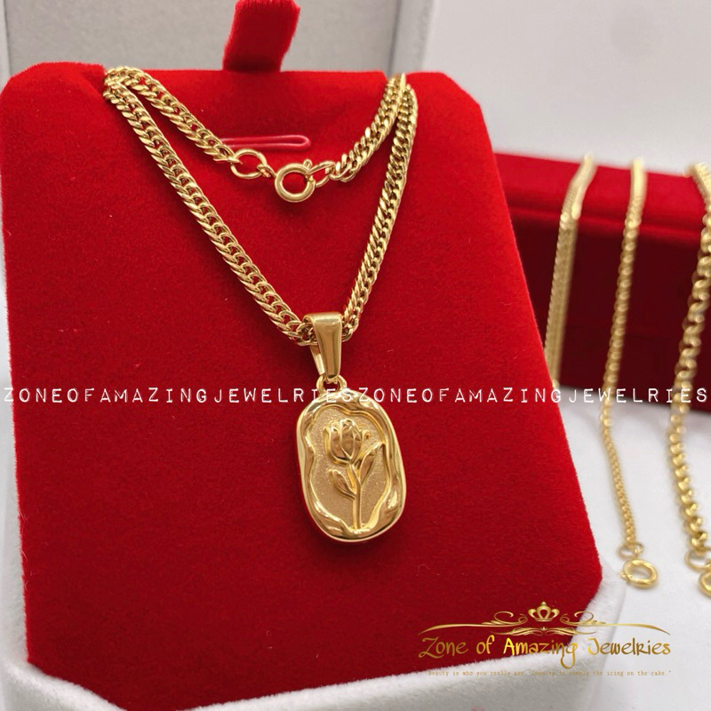 zoaj.ph Rose Necklace with Choose Your Chain Round Lock | Shopee ...