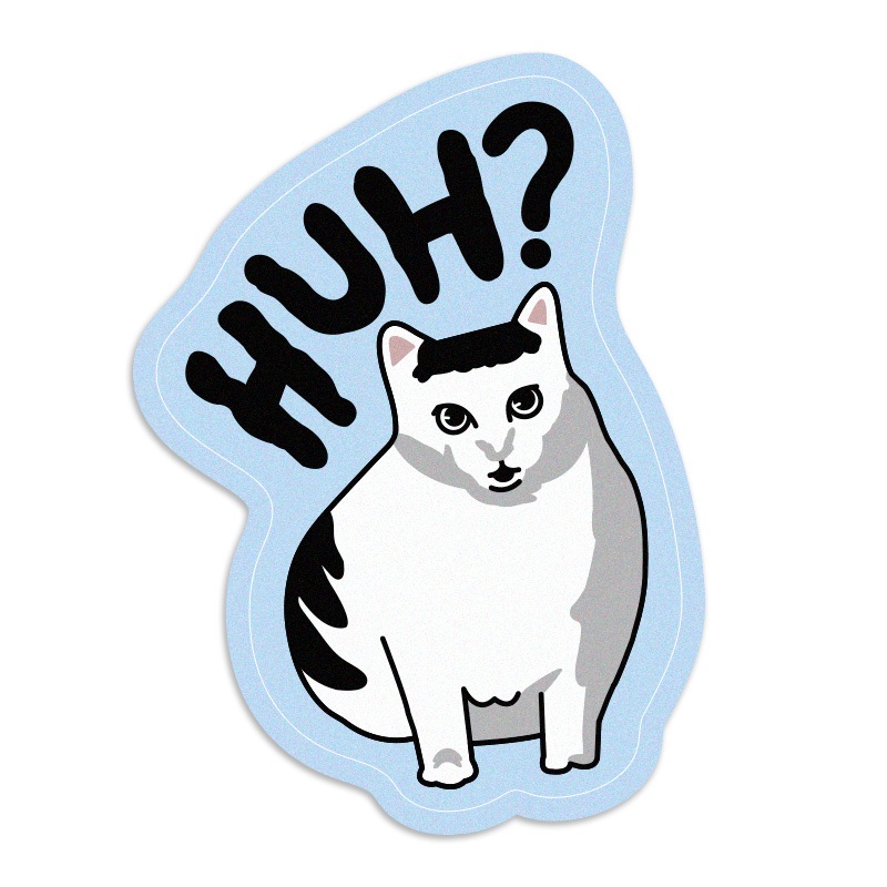 Huh Cat Meme Waterproof Vinyl Decal Sticker, Laptop Sticker, Water ...