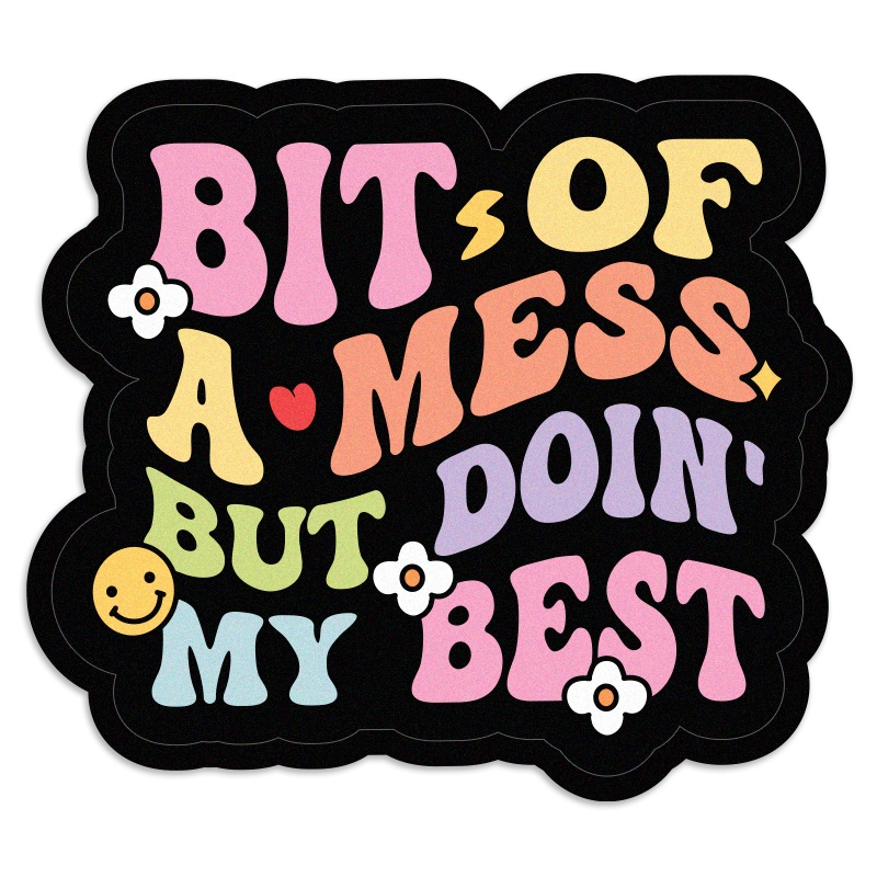 Wimzi Bit of a Mess Waterproof Vinyl Decal Sticker, Laptop Sticker ...
