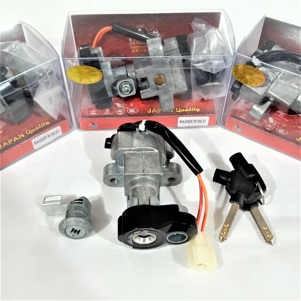 Universal Black Motorcycle Ignition Switch With 2 Keys - Portable Rubber Key Set, Replacement Part