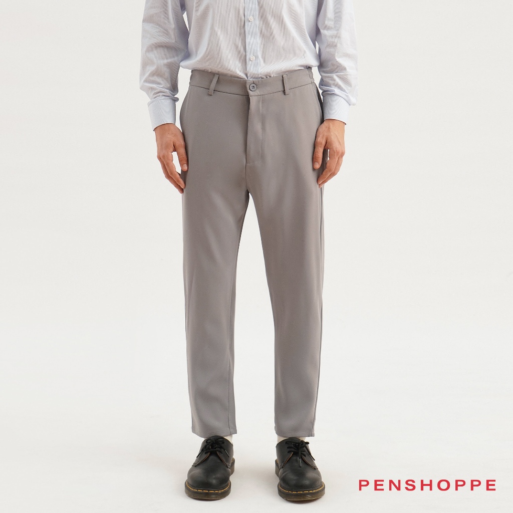 Penshoppe Dress Code Slim Dressy Pants For Men (Gray) | Shopee Philippines