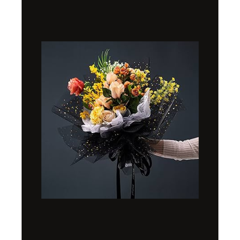 Hot Gold Star Moon Yarn Korean Flower Bundle Packaging Mesh Flower Shop