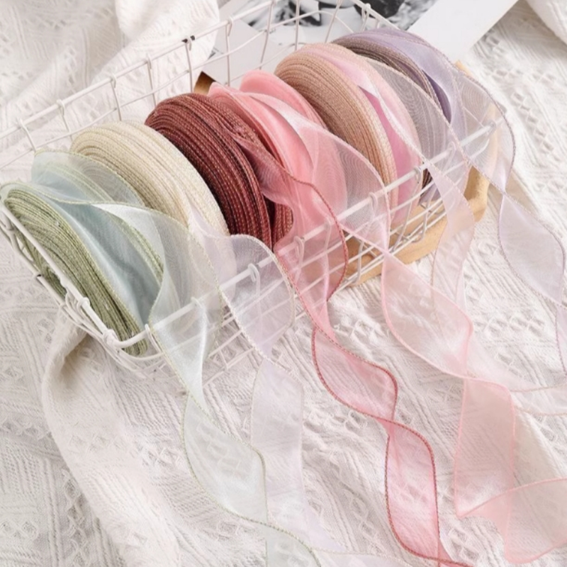 4cm/9m Plain Fishtail Ribbon Yarn With Wavy Edge Wrap Flower Gift ...