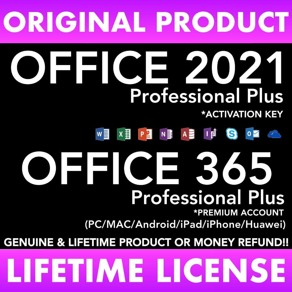 GENUINE Office 2021 2019 2016 365 Professional Plus LICENSE