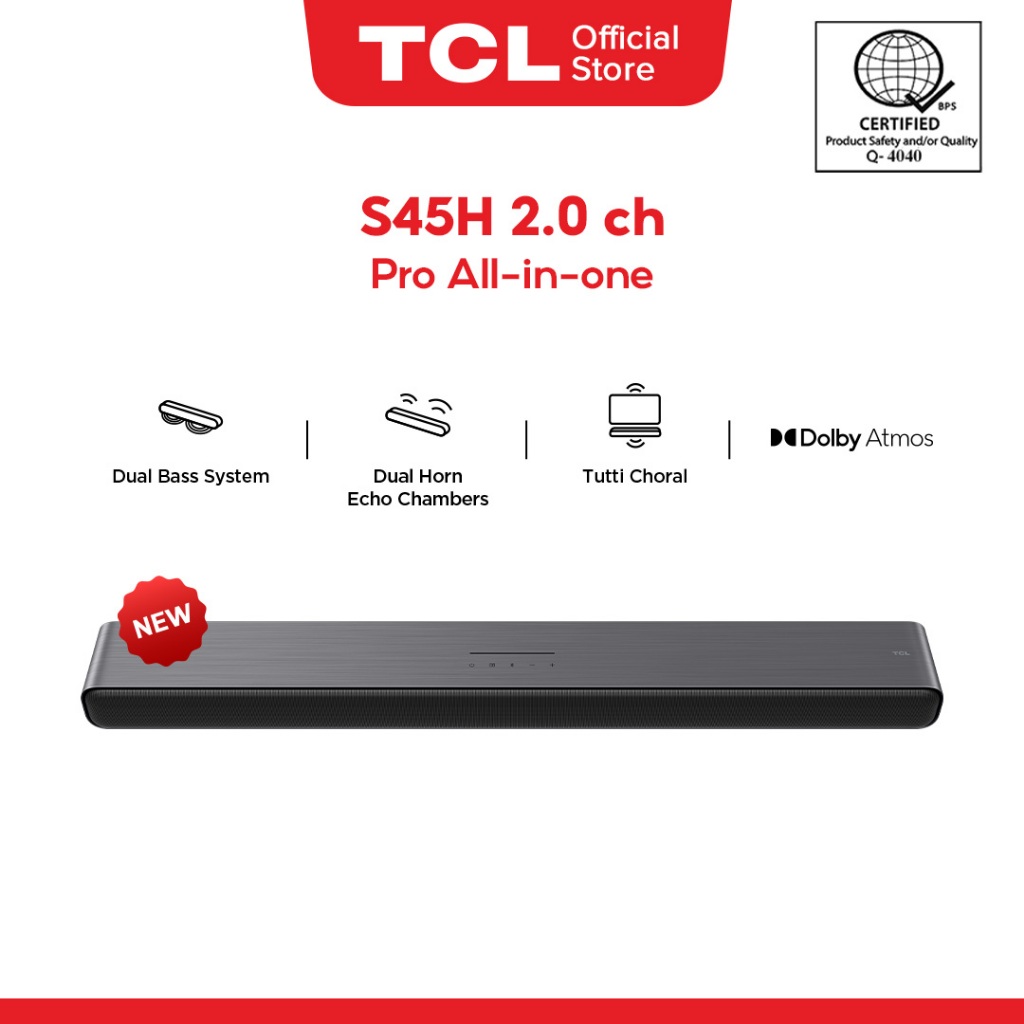TCL S45H Wireless Pro AllinOne 2.0 channel Soundbar Speaker System