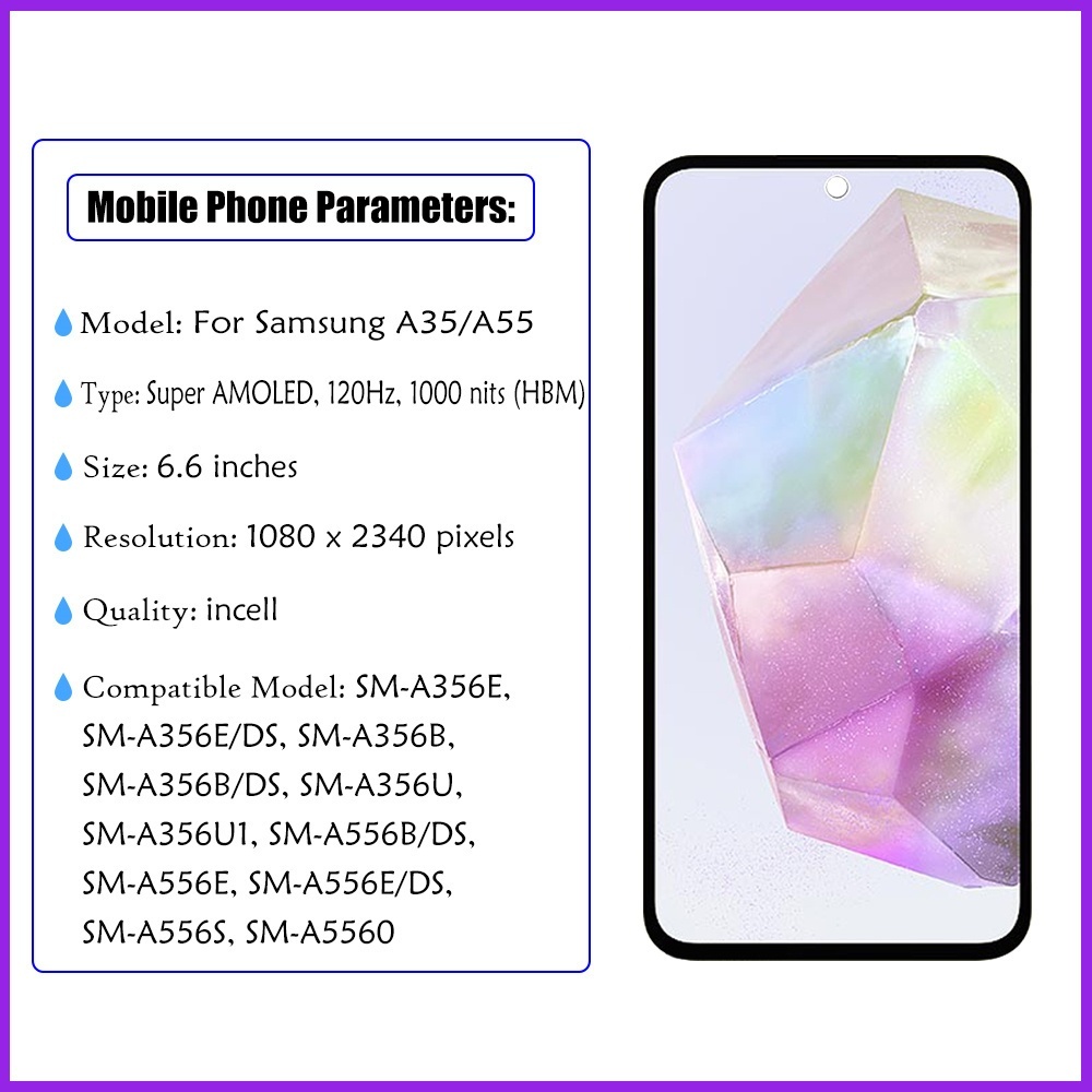 LCD for Samsung A35 5G A55 5G A356B LCD Touch Screen Display for ...