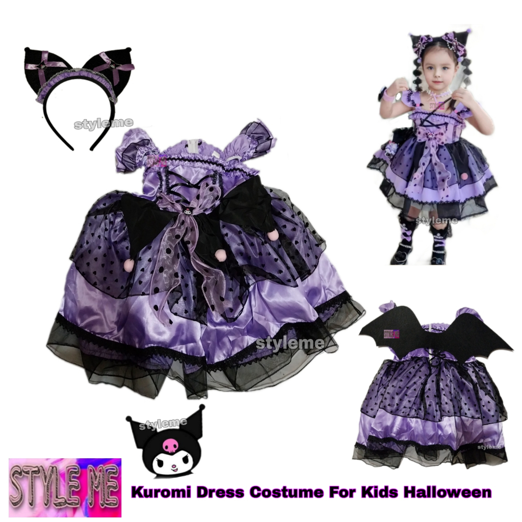 KUROMI DRESS HALLOWEEN GIRL CHARACTER COMPLETE SET COSTUME FOR KIDS ...