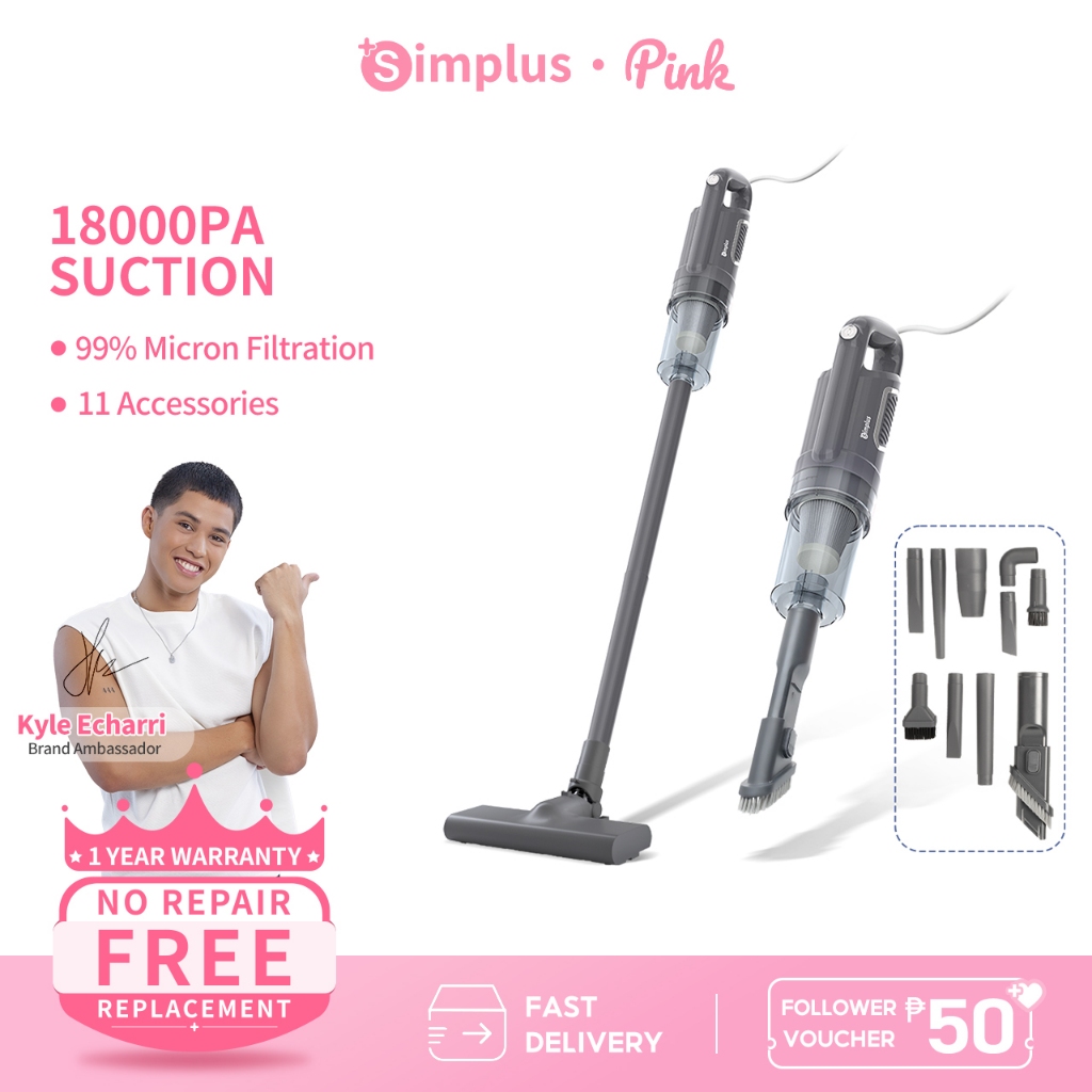 SimplusPink Vacuum Cleaner 18000PA Household Small High Suction Corded