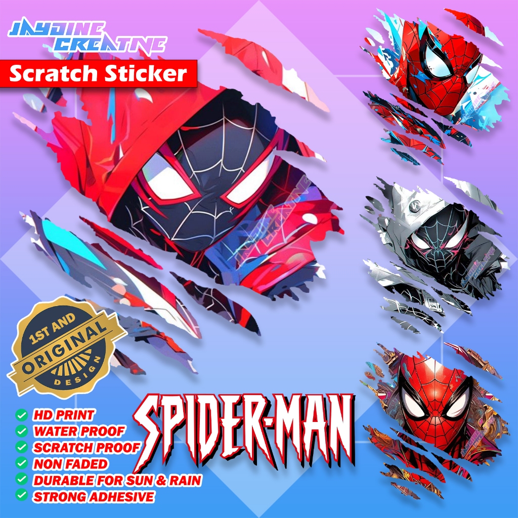Spiderman Scratch Design Sticker, Indoor Outdoor Vinyl Sticker ...