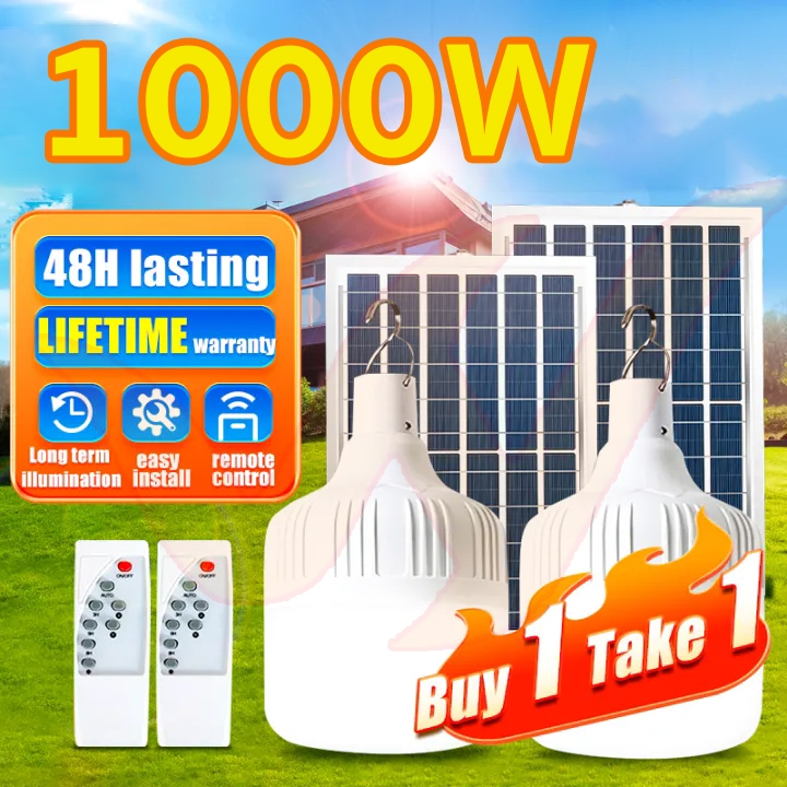 1000W LED Solar light bulb waterproof outdoor light Solar Energy Panel ...