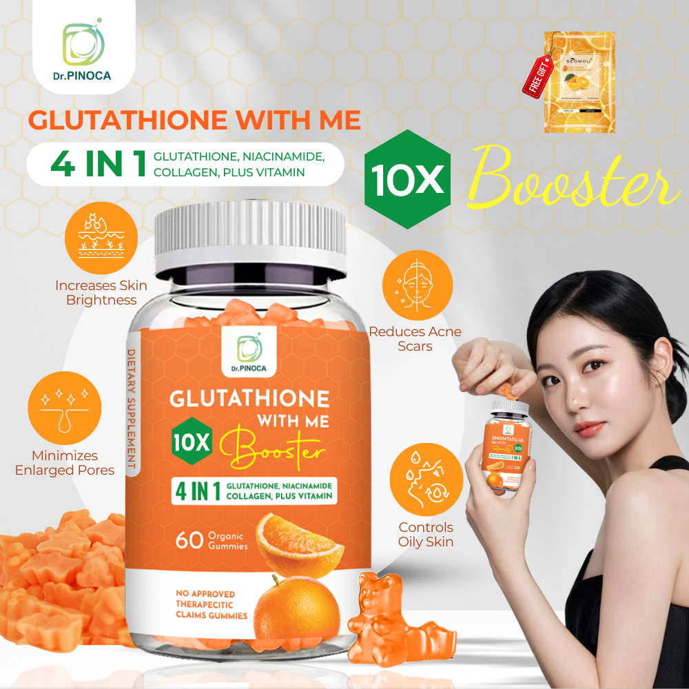Dr.Pinoca Glutathione 10X Booster Gummies with Niacinamide Collagen and ...