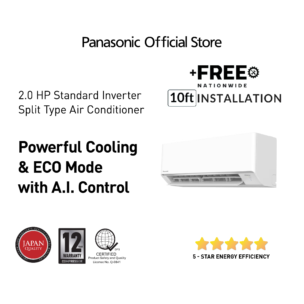 Panasonic CS-PU18AKQ 2.0HP Standard Inverter Split Type Aircon | Shopee ...