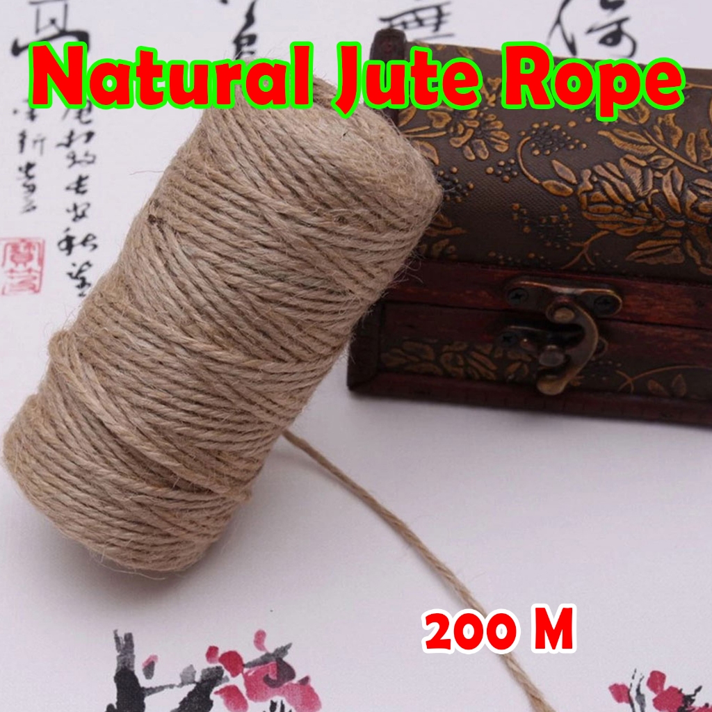 200M DIY Natural Jute Rope String Natural Burlap Cord String for ...