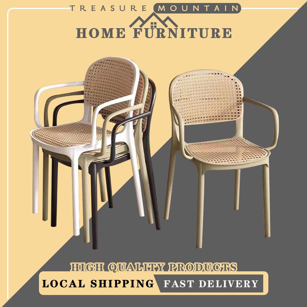 （COD)Treasure Mountain Backrest Chair Rattan Chair Vine Woven Plastic ...