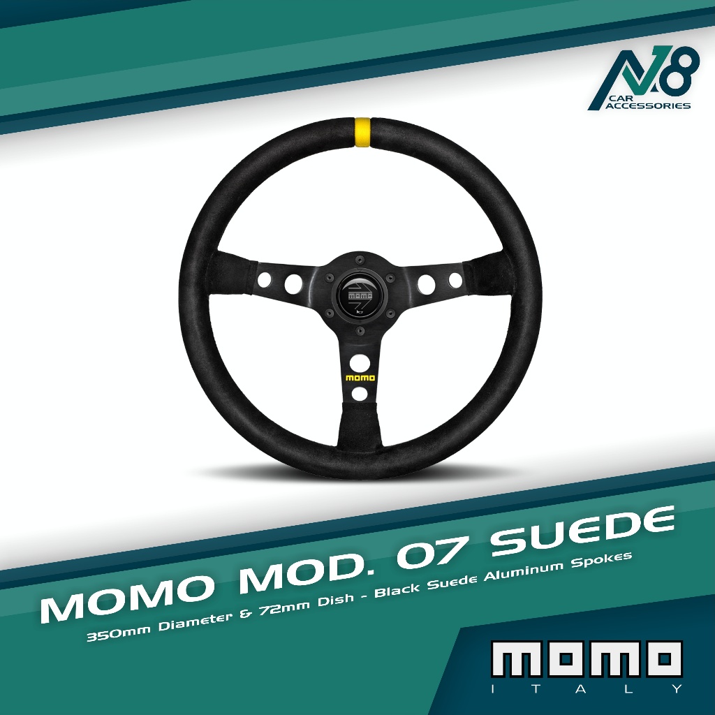 MOMO BLACK EDITION 350mm/14inch MOD07 Deep Dish Suede Sport Steering Wheel 335416977495 - View #2