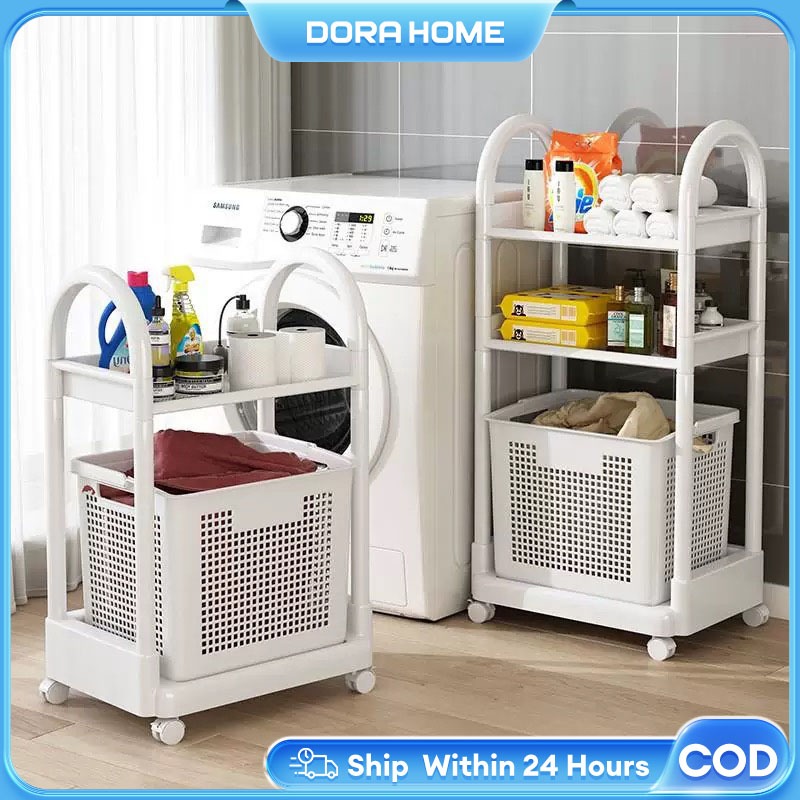Dora Multi-layer Laundry basket Laundry Basket with Wheel Household ...