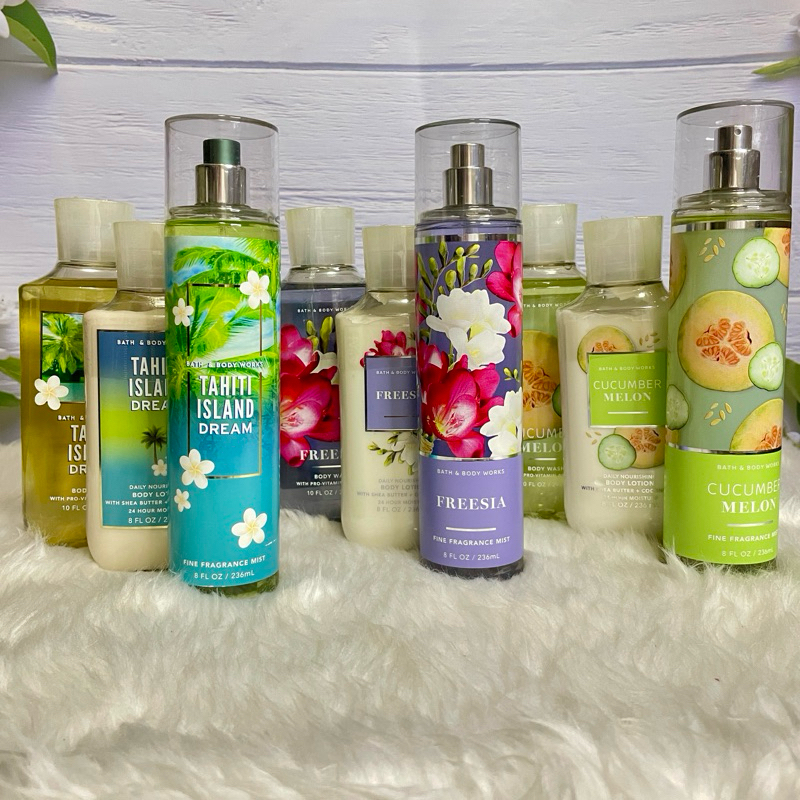 Bath & Body Works BBW Freesia, Tahiti Island Dream, Cucumber Melon