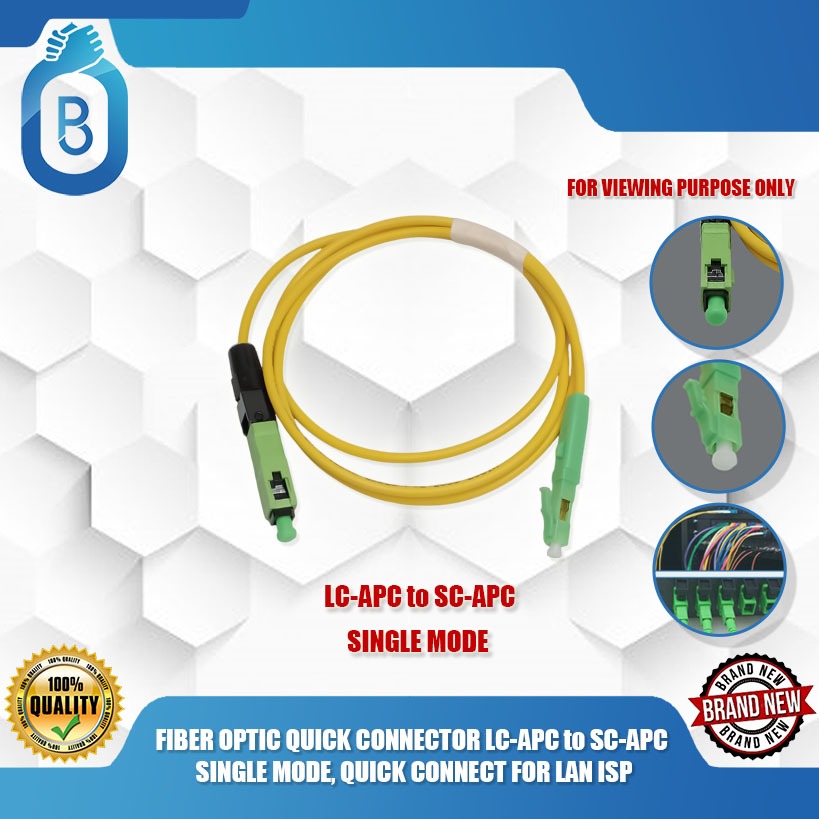 FIBER OPTIC QUICK CONNECTOR LC-APC to SC-APC SINGLE MODE, QUICK CONNECT ...