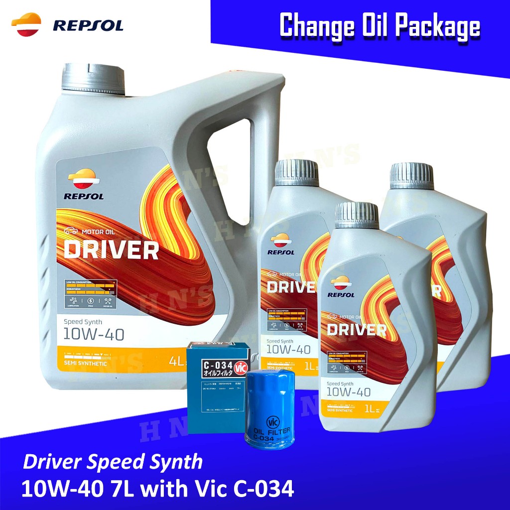 Repsol Driver Speed Synth 10W-40 Change Oil Bundle for Hyundai Grand ...