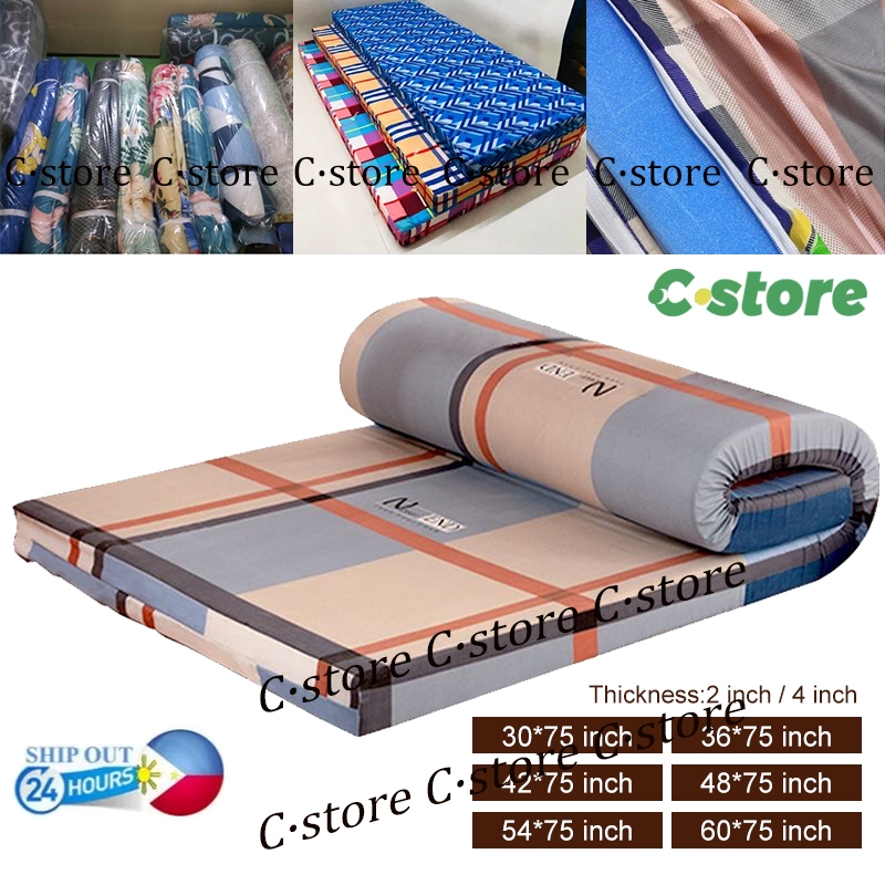 4 Inch Bed Foam Foldable Thicken Matress with Cover Tatami Topper
