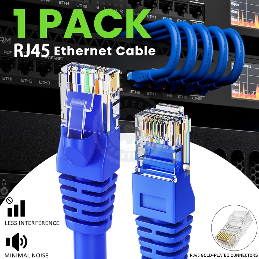 Blue Lan Ethernet Cable Cat5e Rj45 8pin Connector Internet Network ...