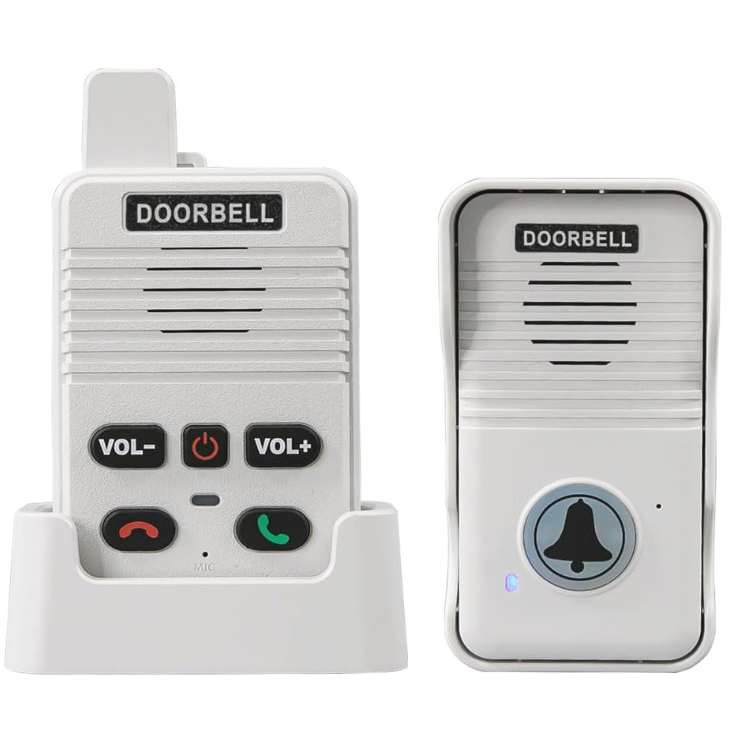 Wireless Full Duplex Two Way Intercom Hand-Free Doorbell - White ...