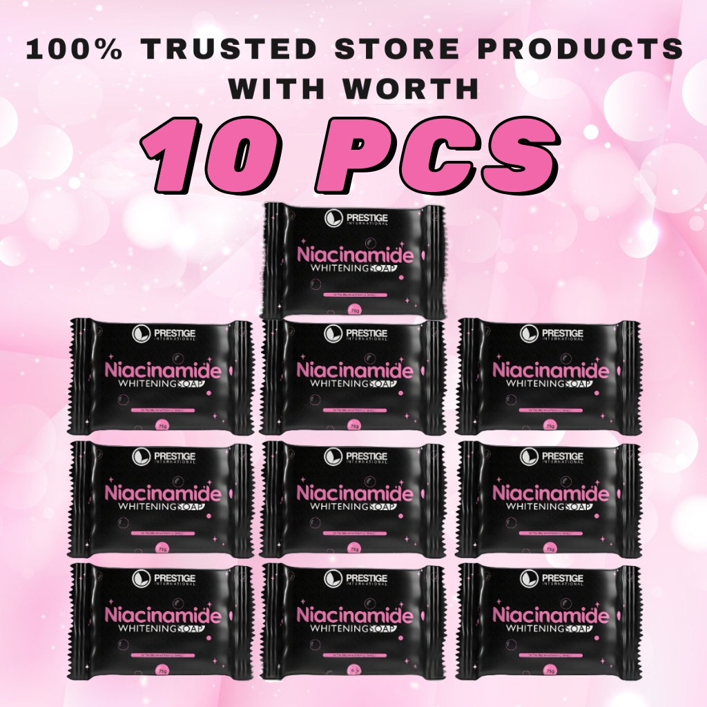 10PCS PRESTIGE NIACINAMIDE SOAP 10X WHITENING ANTI AGING FOR ALL SKIN