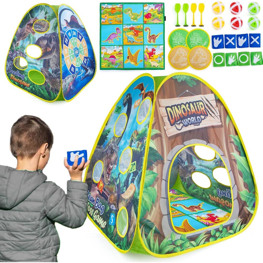 Dinosaur Kids Play Tent Indoor Playhouse Pop Up Tents 4 in1 Dinosaur ...
