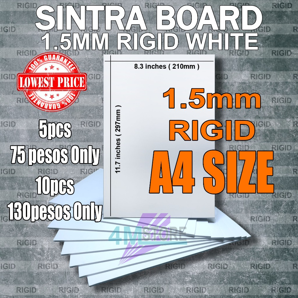 sintra board 1.5mm A4 Size Standard Rigid white ( 10pcs / 5pcs ...