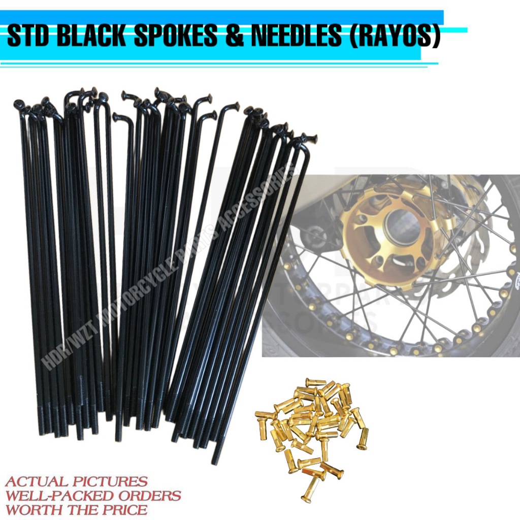 HDR (1SET 36PCS) STANDARD BLACK TIRE FRAME STD SPOKES AND NEEDLES